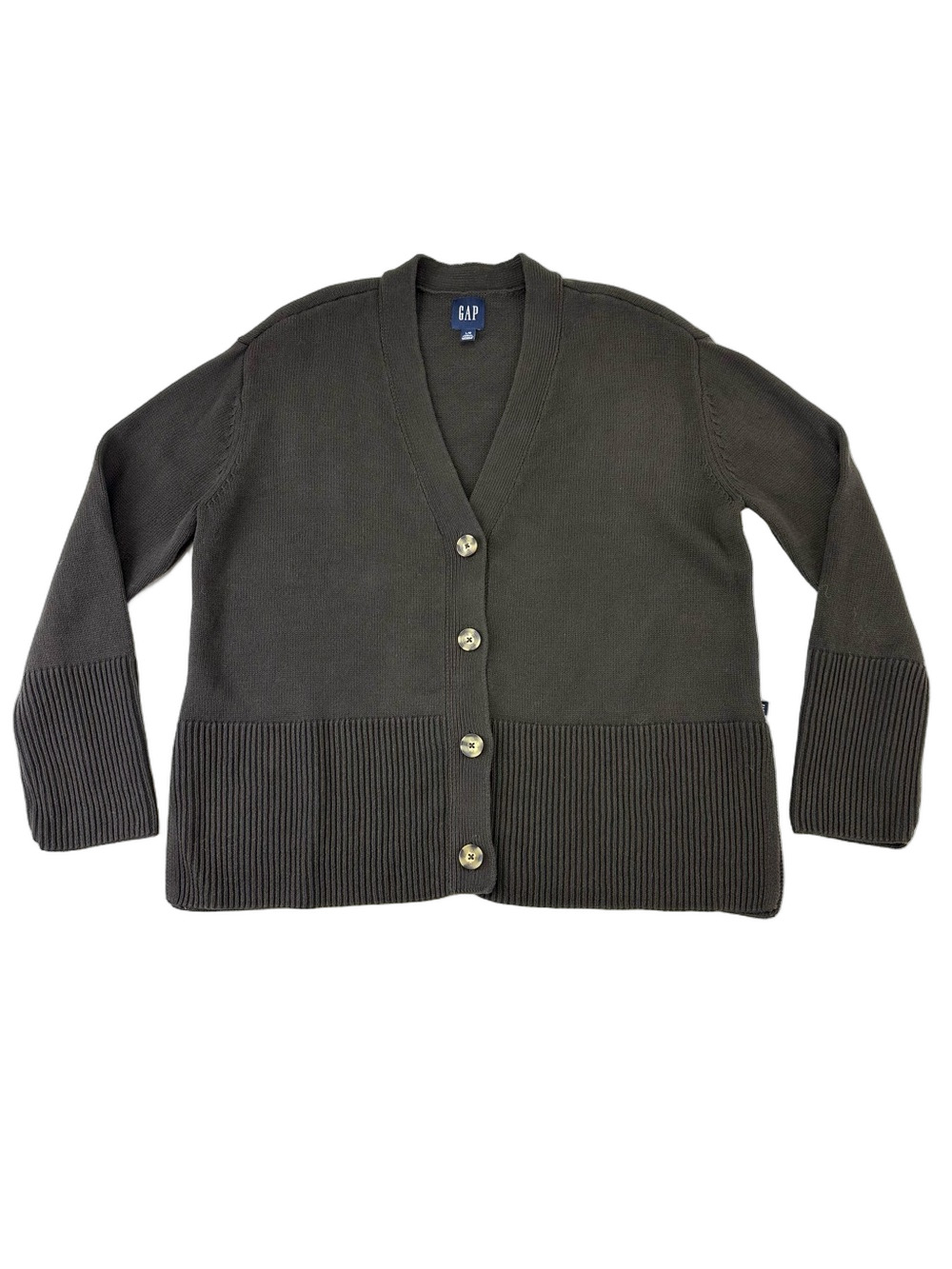 Gap brown Cotton Boyfriend Cardigan gray Large Academia Business Casual